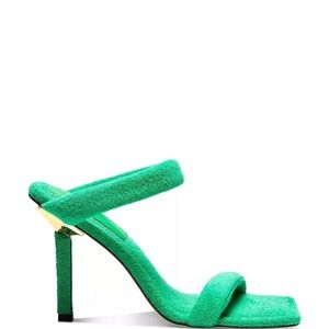 Good American Terry Slip On High Heel Sandals Green